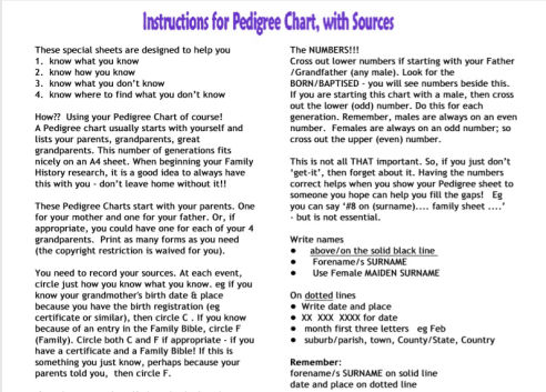 Jan Gow - Pedigree Chart Instructions